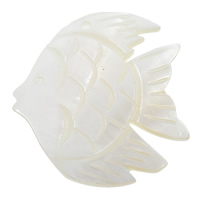 Ciondoli naturali di conchiglia bianca, bianco conchiglia, Pesce, 30x35x3mm, Foro:Appross. 1.5mm, 20PC/borsa, Venduto da borsa