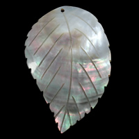 Natural Black Shell Pendler, Leaf, 47x74x8mm, Hole:Ca. 2mm, 10pc'er/Bag, Solgt af Bag
