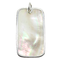 Natural Black Shell Pendants with Brass Rectangle platinum color plated Approx 2mm Sold By Bag