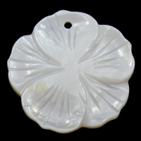 Natural White Shell Pendants, Flower, 32x3mm, Hole:Approx 1.5mm, 20PCs/Bag, Sold By Bag