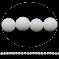 Natürliche weiße Muschelperlen, rund, 8mm, Bohrung:ca. 1mm, Länge ca. 15.7 ZollInch, 3SträngeStrang/Tasche, ca. 52PCs/Strang, verkauft von Tasche