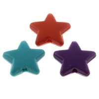 Pevné Barva Akrylové korálky, Akryl, Hvězda, jednobarevná, smíšené barvy, 16x16x5mm, Otvor:Cca 2mm, Cca 900PC/Bag, Prodáno By Bag