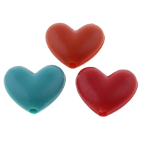 Pevné Barva Akrylové korálky, Akryl, Srdce, jednobarevná, smíšené barvy, 15x14x6mm, Otvor:Cca 2mm, Cca 780PC/Bag, Prodáno By Bag
