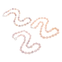 天然淡水真珠のネックレス, 天然有核フレッシュウォーターパール, 真鍮 スプリングリングの留め金, バロック, 選択のための別の長さ, 無色, 10-11mm, 売り手 ストランド
