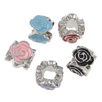 Zinc Alloy Large Hole Bead Flower platinum color plated enamel Approx 5.5mm Sold By Lot