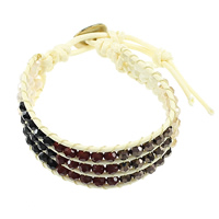 Wrap Bracelet Crystal with Waxed Cotton Cord stainless steel clasp adjustable & faceted multi-colored 19mm Length 6-8 Inch Sold By Lot