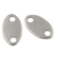Stainless Steel Connector, Flat Oval, hand polished, 1/1 loop, original color, 6x3x0.50mm, Hole:Approx 1mm, 100PCs/Bag, Sold By Bag