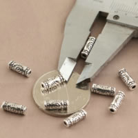 Thailand Sterling Silver Beads, Column, 4x10mm, Hole:Approx 1.3mm, 50PCs/Lot, Sold By Lot