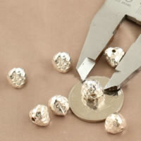 925 Sterling Silver Pärlor, Nuggets, hamrade, 10x9mm, Hål:Ca 1.5mm, 25PC/Lot, Säljs av Lot