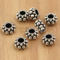 Bali Sterling Silver Beads, Tailandia, Rondelle, 7.80x4.70mm, Buraco:Aprox 3mm, 40PCs/Lot, vendido por Lot