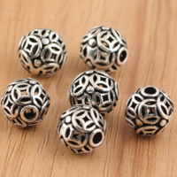 Ταϊλάνδη Sterling Silver Beads, Γύρος, κοίλος, 9mm, Τρύπα:Περίπου 2mm, 25PCs/Παρτίδα, Sold Με Παρτίδα