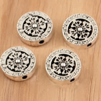 Thailand Sterling Silver Beads Flat Round with flower pattern Approx 1.6mm Sold By Lot