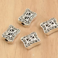 Thailand Sterling Silver Beads Rectangle with rhinestone & hollow Approx 1.4mm Sold By Lot