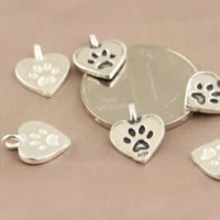 925 Sterling Silver Pendant Heart plated with bear paw pattern Approx 2.4mm Sold By Lot