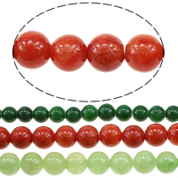 Farvet Marble Bead, Runde, forskellig størrelse for valg, flere farver til valg, Hole:Ca. 1mm, Længde Ca. 16 inch, Solgt af Lot