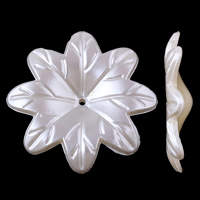 ABS-Kunststoff-Perlen Perlkappen, Blume, weiß, 38x36x7mm, Bohrung:ca. 1.5mm, 205PCs/Tasche, verkauft von Tasche
