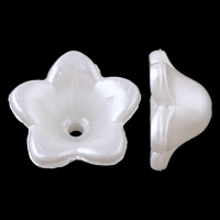 ABS plast pärla Bead Cap, Blomma, vit, 12x12x6mm, Hål:Ca 1mm, Ca 1250PC/Bag, Säljs av Bag