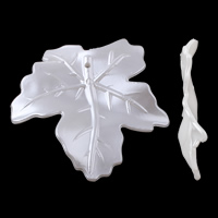 ABS πλαστικό μαργαριτάρι Κρεμαστό κόσμημα, Φύλλο, λευκό, 50x50x4mm, Τρύπα:Περίπου 1mm, Περίπου 130PCs/τσάντα, Sold Με τσάντα