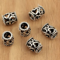Thailand Sterling Silver Large Hole Bead Drum with heart pattern & hollow Approx 3.5mm Sold By Lot