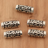 Thailand Sterling Silver Large Hole Bead, Column, hollow, 6.90x16mm, Hole:Approx 3.8mm, 25PCs/Lot, Sold By Lot