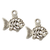 Tibetan Style Animal Pendants, Fish, antique silver color plated, nickel, lead & cadmium free, 16x18x3mm, Hole:Approx 1mm, Approx 926PCs/KG, Sold By KG