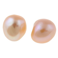 Metà forato coltivate in acqua dolce Perla, perla d'acquadolce coltivata naturalmente, Keishi, naturale, mezzo foro, rosa, 10-14mm, Foro:Appross. 0.8mm, 24Pairspaio/borsa, Venduto da borsa