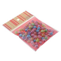 Chemische Wash Acryl Perlen, mit OPP, Fussball, chemische-Waschanlagen, gemischte Farben, 10mm, 100x170mm, Bohrung:ca. 1.5mm, ca. 100PCs/Tasche, verkauft von Tasche