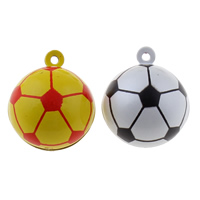 Brass Bell Pendant, Football, painted, two tone, more colors for choice, nickel, lead & cadmium free, 26x30x26mm, Hole:Approx 1.5mm, 50PCs/Bag, Sold By Bag