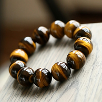 Natural Tiger Eye Bracelets Round yellow Grade AAAAA Sold By Lot