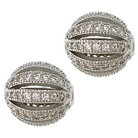 Cubic Zirconia Micro Pave Brass Beads Round platinum plated micro pave cubic zirconia & hollow nickel lead & cadmium free Approx 1.7mm Sold By Lot