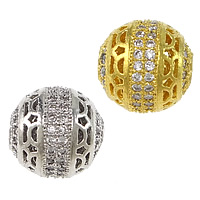 Cubic Zirconia Micro Pave Brass Beads Round plated micro pave cubic zirconia & hollow nickel lead & cadmium free Approx 2mm Sold By Lot
