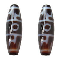 Natural Tibetan Agate Dzi Beads Oval lotus-born cap & two tone Grade AAA Approx 2mm Sold By PC