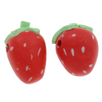 Perles en argile polymère, argile de polymère, fraise, fait à la main, 12x16x12mm, Trou:Environ 2mm, 100PC/sac, Vendu par sac