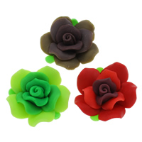 Polymer Clay Gyöngyök, Virág, kézi, különböző méretű a választás, kevert színek, Lyuk:Kb 1-1.5mm, 100PC-k/Bag, Által értékesített Bag