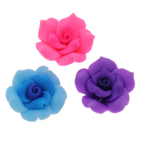 Polymer Clay perle, Cvijet, ručno izrađen, miješana boja, 25mm, Rupa:Približno 1-1.5mm, 100računala/Torba, Prodano By Torba