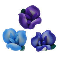 Polymer Clay Gyöngyök, Virág, kézi, kevert színek, 12mm, Lyuk:Kb 1-1.5mm, 100PC-k/Bag, Által értékesített Bag