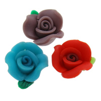 Polymer Ton Perlen , Blume, handgemacht, gemischte Farben, 15mm, Bohrung:ca. 1-1.5mm, 100PCs/Tasche, verkauft von Tasche