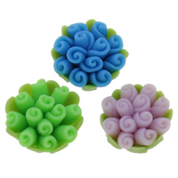 Polymer Clay Gyöngyök, Virág, kézi, kevert színek, 15mm, Lyuk:Kb 1-1.5mm, 100PC-k/Bag, Által értékesített Bag