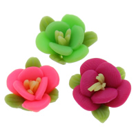 Polymer Clay perle, Cvijet, ručno izrađen, miješana boja, 15mm, Rupa:Približno 1-1.5mm, 100računala/Torba, Prodano By Torba