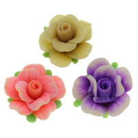 Polymer Ton Perlen , Blume, handgemacht, gemischte Farben, 20mm, Bohrung:ca. 1-1.5mm, 100PCs/Tasche, verkauft von Tasche
