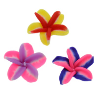 Polymer Clay Gyöngyök, Virág, kézi, különböző méretű a választás, kevert színek, Lyuk:Kb 1-1.5mm, 100PC-k/Bag, Által értékesített Bag