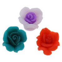 Abalorios de FIMO, Arcilla polimero, Flor, hecho a mano, diverso tamaño para la opción, color mixto, agujero:aproximado 1-1.5mm, 100PCs/Bolsa, Vendido por Bolsa