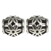 Hollow Brass Beads Drum antique silver color plated lead & cadmium free Approx 2mm Sold By Bag