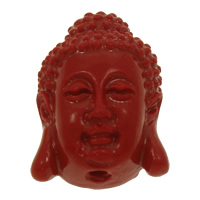 Grânulos budista, coral sintetico, Buda, esculpida, vermelho, 15x18x8mm, Buraco:Aprox 2mm, 30PCs/Bag, vendido por Bag
