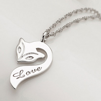 925 Sterling Silver Pendant Fox word love platinum plated Sold By Strand