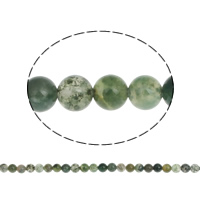 Naturlig Moss agat pärlor, Moss Agate, Rund, olika storlek för val, Hål:Ca 1mm, Längd Ca 15.7 inch, Säljs av Bag
