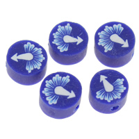 Polymer Clay Beads Flat Round handmade blue Approx 1mm Sold By Bag