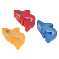 Polymer Clay Gyöngyök, Nyúl, kézi, kevert színek, 8x13x4mm, Lyuk:Kb 1mm, 100PC-k/Bag, Által értékesített Bag
