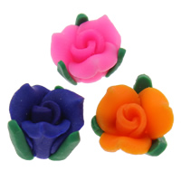 Polymer Ton Cabochon, Blume, handgemacht, flache Rückseite, gemischte Farben, 10x7mm, 100PCs/Tasche, verkauft von Tasche
