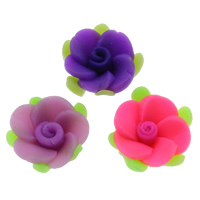 Polymer Ton Cabochon, Blume, handgemacht, flache Rückseite, gemischte Farben, 15x6mm, 100PCs/Tasche, verkauft von Tasche